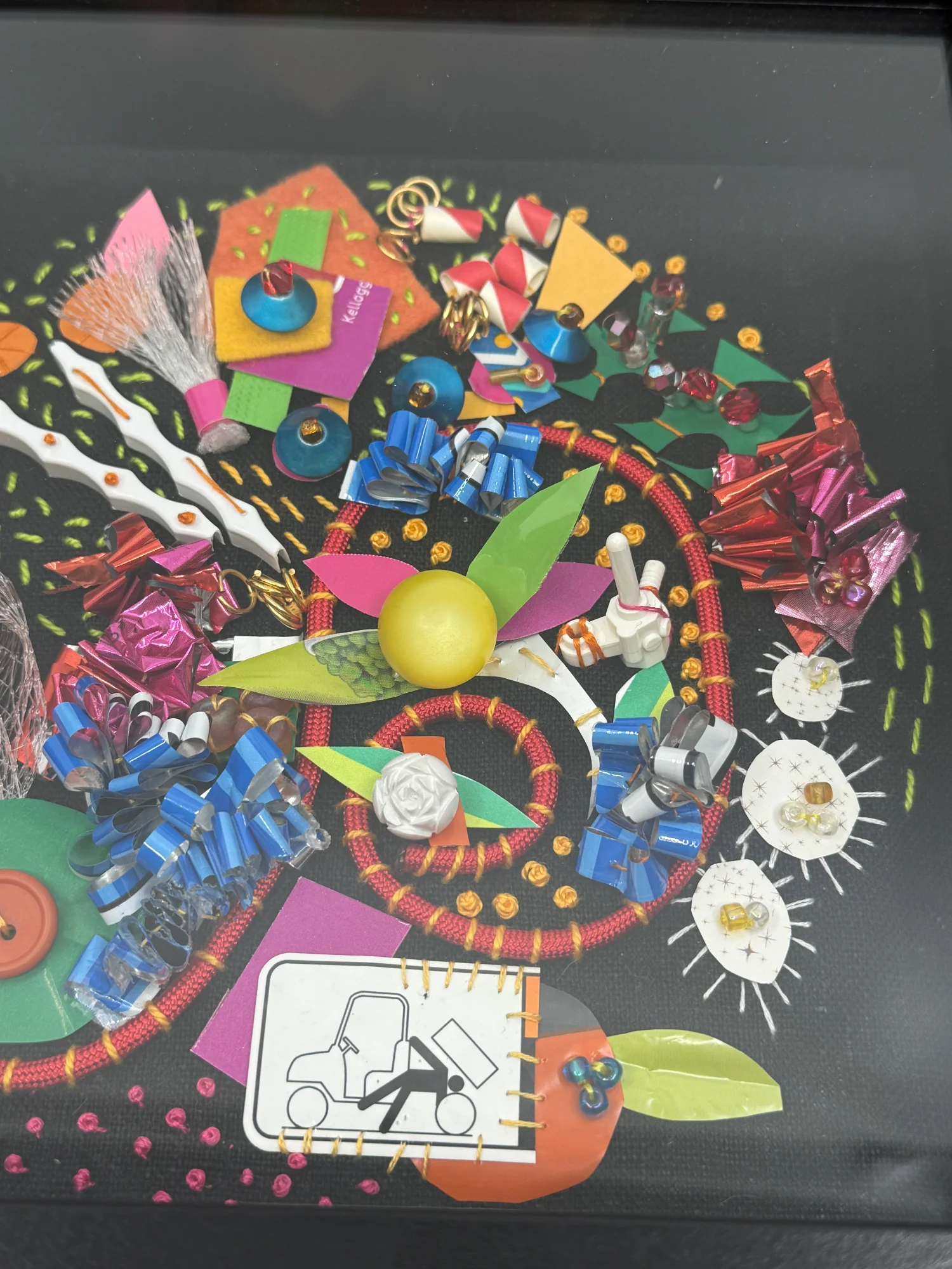 Recycled Embellished Fabric Art, Be Aware - Image 3